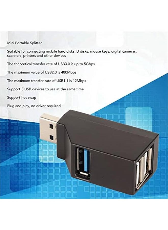 ماركة غير محددة موزع USB 3.0، موزع USB بثلاثة منافذ، موزع USB سريع لنقل البيانات لأجهزة الكمبيوتر المحمولة والكمبيوتر الشخصي والطابعات والهواتف المحمولة ومحركات الأقراص المحمولة  - Image 2
