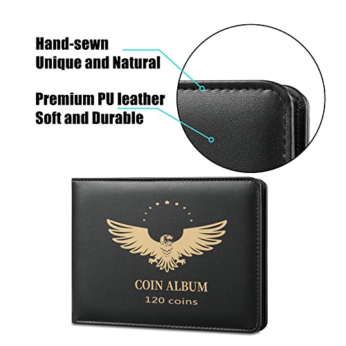 MUDOR Coin Collection Holder Book for Collectors, PVC FREE, 120 Pockets Collecting Storage Album Organizer Supplies for Half Dollar, Silver Dollar (120 Pockets) - Image 5