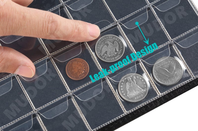 MUDOR Coin Collection Holder Book for Collectors, PVC FREE, 120 Pockets Collecting Storage Album Organizer Supplies for Half Dollar, Silver Dollar (120 Pockets) - Image 4