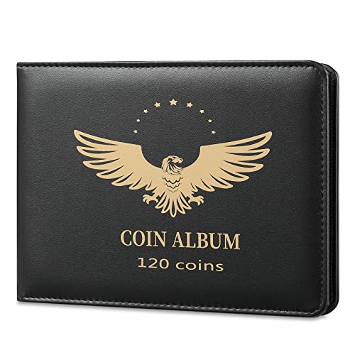 MUDOR Coin Collection Holder Book for Collectors, PVC FREE, 120 Pockets Collecting Storage Album Organizer Supplies for Half Dollar, Silver Dollar (120 Pockets) - Image 1