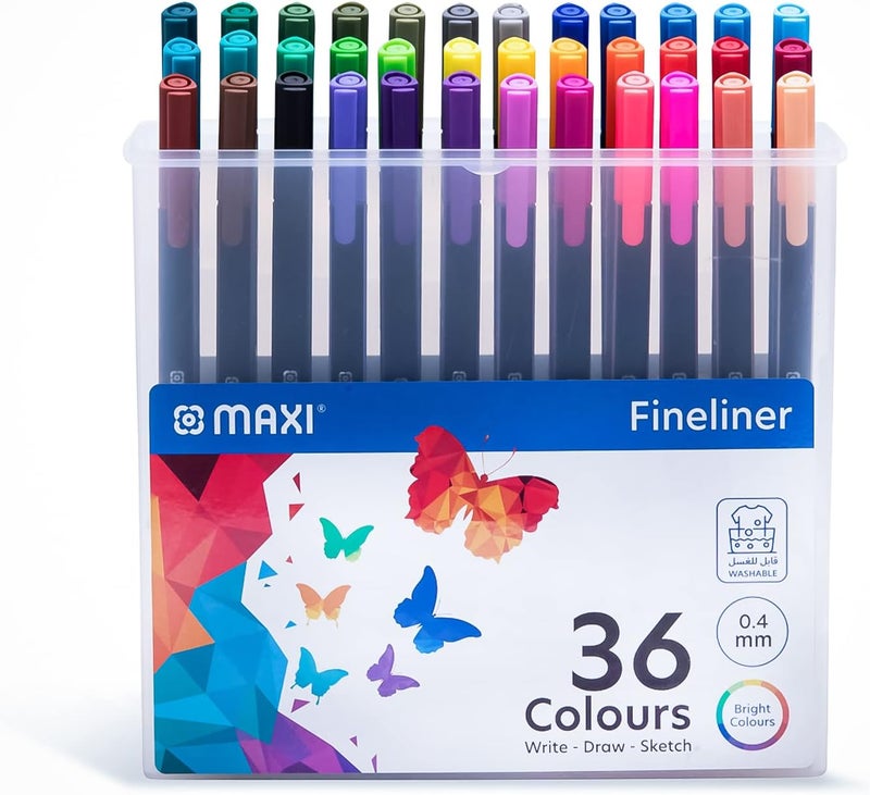 ماكسي قلم تحديد مثلثي رفيع Mx-Fl36، 36 لونًا، مقاس 0.4 مم - Image 3