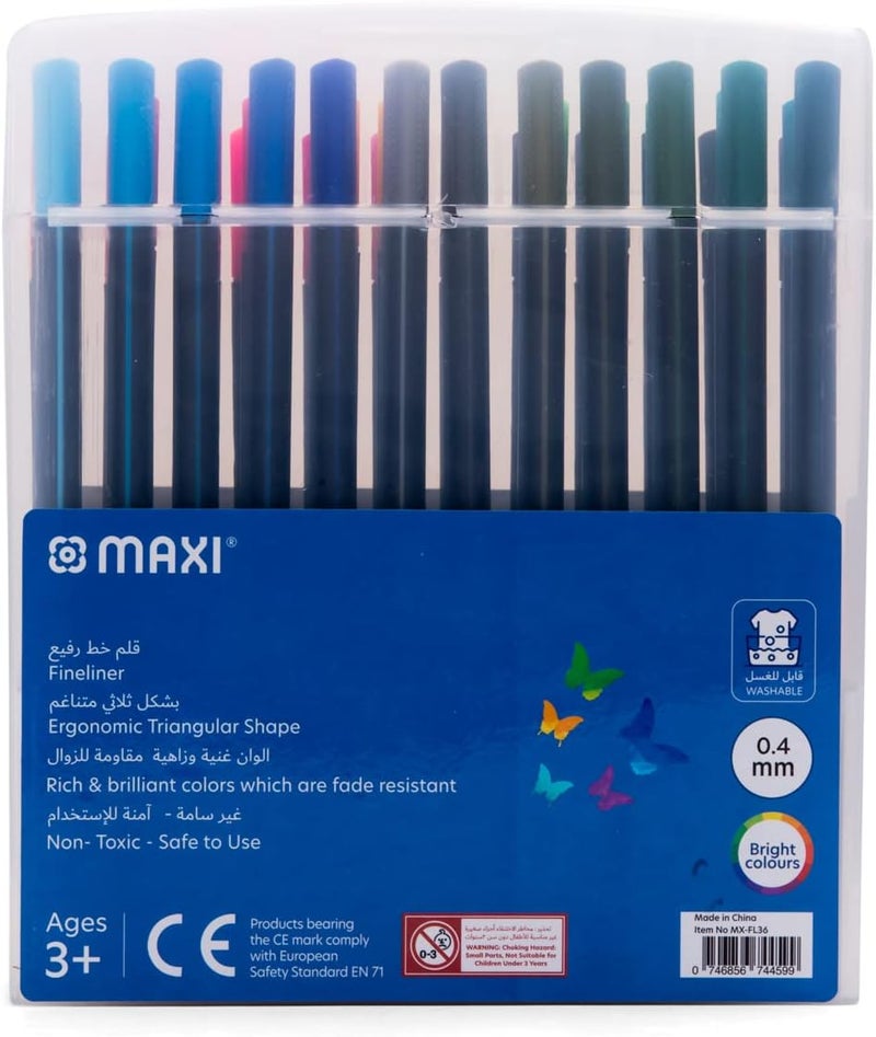 ماكسي قلم تحديد مثلثي رفيع Mx-Fl36، 36 لونًا، مقاس 0.4 مم - Image 4