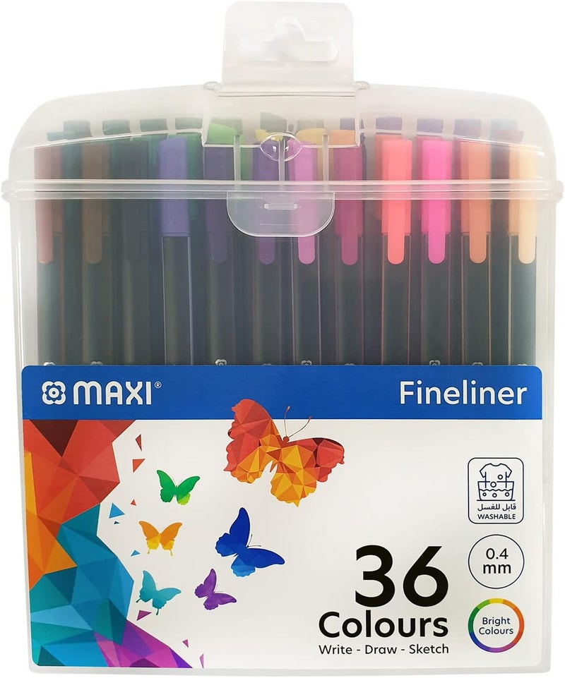 ماكسي قلم تحديد مثلثي رفيع Mx-Fl36، 36 لونًا، مقاس 0.4 مم - Image 1