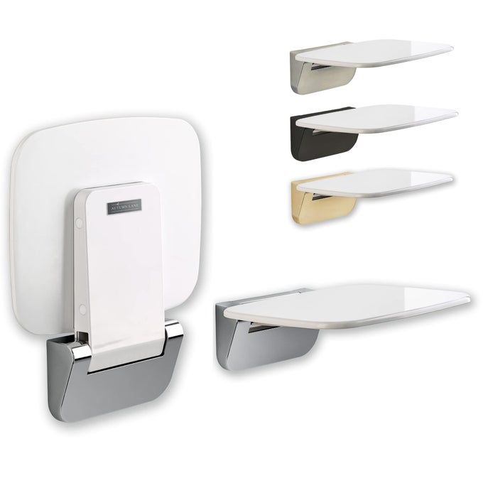 FOLDING SHOWER SEAT WALL MOUNTED SECURE FOLD DOWN SHOWER BENCH 350LBS CAPACITY SPACESAVING EASY TO CLEAN POLISHED CHROME