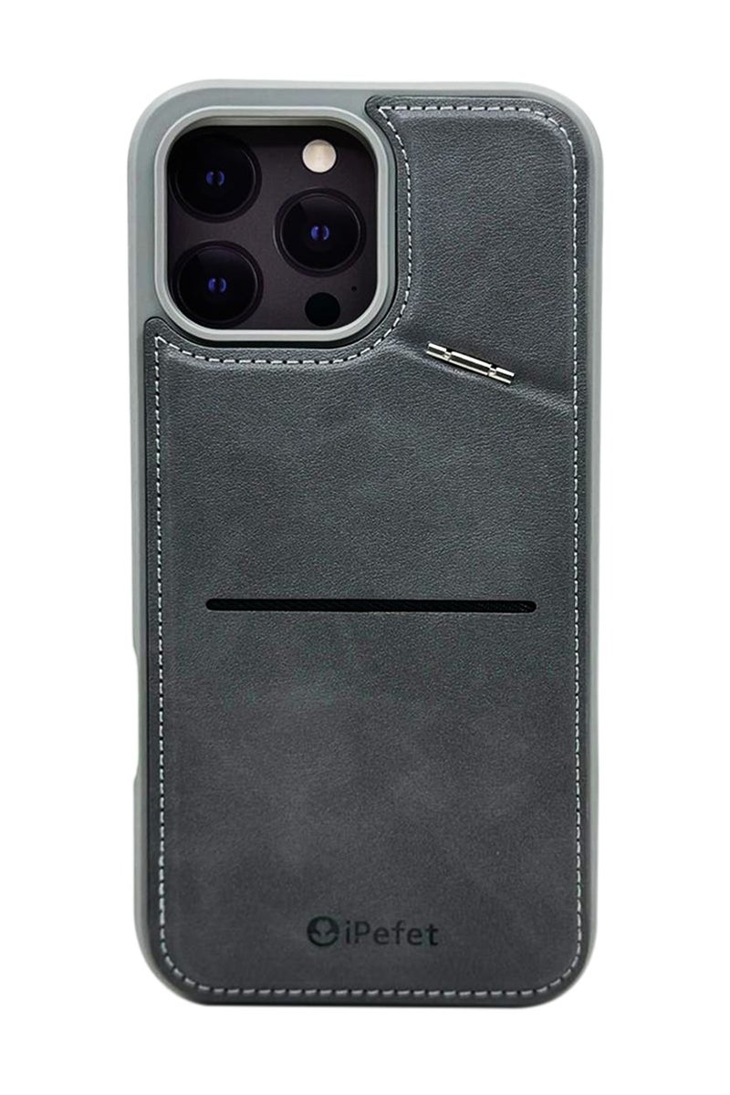 iPEFET PU Leather Case for iPhone 16 Pro Max with Built-in Card Holder and Shock Protection - Image 1