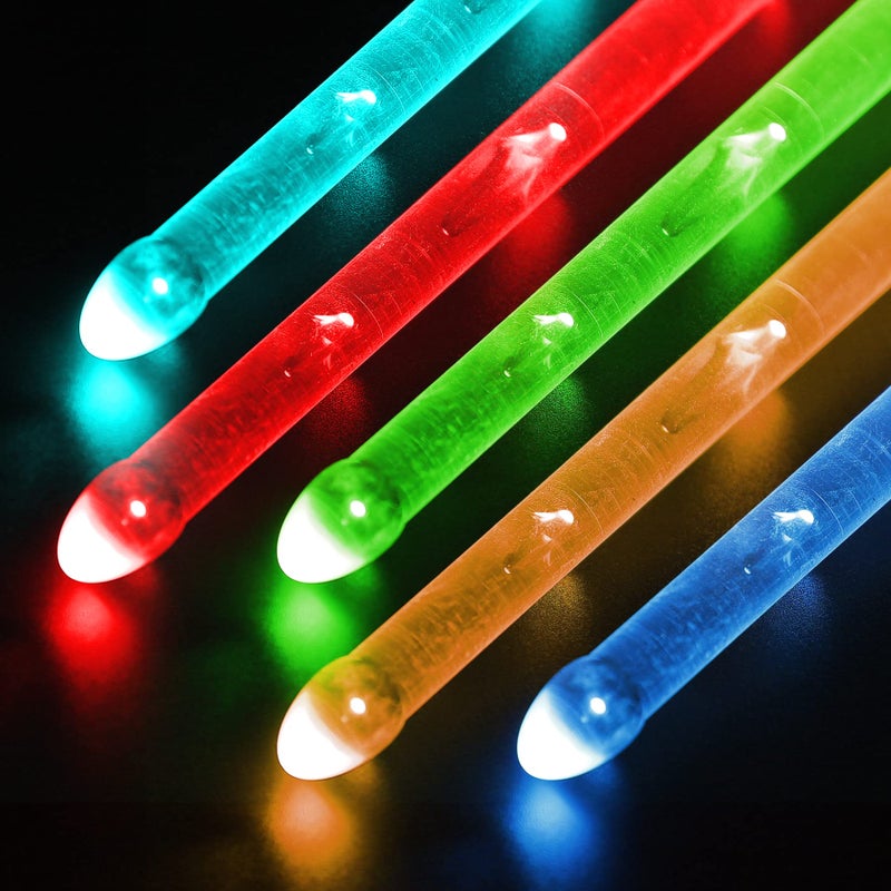 Antner Rechargeable 15 Color Changing LED Light Up Drum Sticks Glow In The Dark Cool Drumsticks with Storage Bag for Adults Drummers Gifts - Durable Professional PC Polymer Material Drum Sticks - Image 4