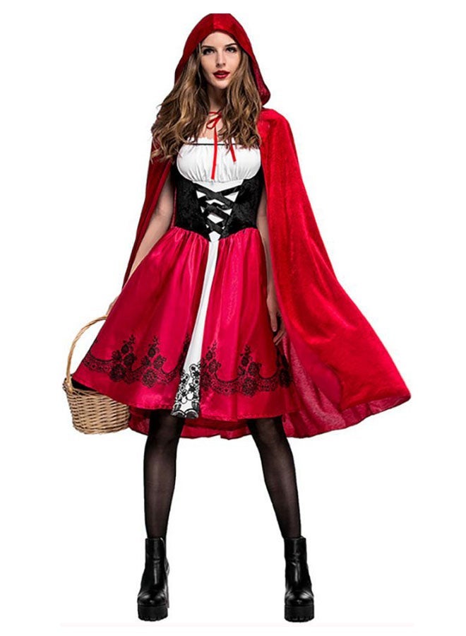 Women's Halloween Cosplay Costume Set in Red White Black