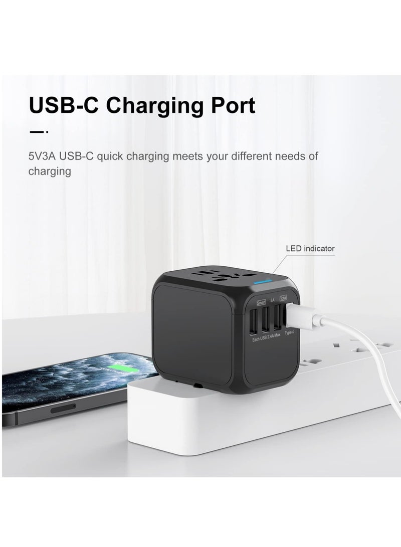 ELTRAZONE International Power Adapter, All in One Wall Outlet Adaptor Charger with High Speed 2.4A 3USB & 3.0A Type-C, Worldwide Travel Plug Adapter - Image 2