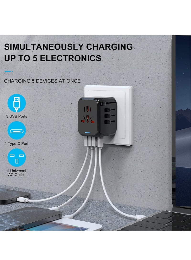 ELTRAZONE International Power Adapter, All in One Wall Outlet Adaptor Charger with High Speed 2.4A 3USB & 3.0A Type-C, Worldwide Travel Plug Adapter - Image 3