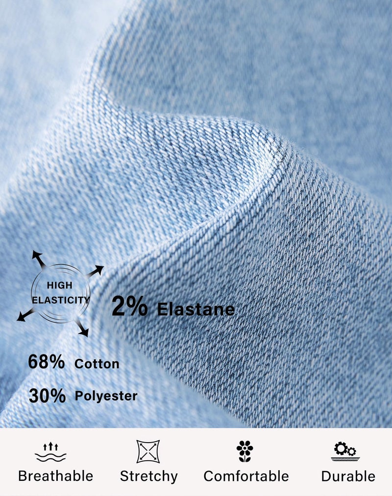 roswear Women’s Wide Leg Denim High Waisted Stretchy Loose Jean Shorts Blue Medium - Image 5