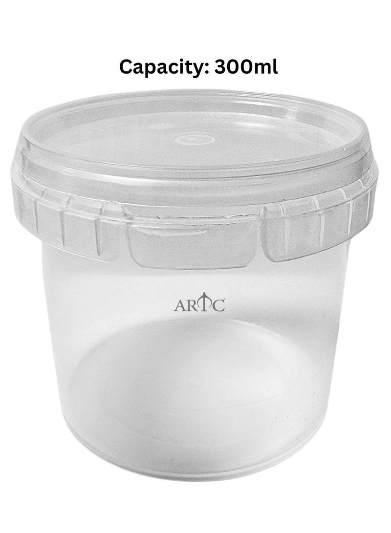 ARTC 300ml Clear Plastic Jar Bottle Pack of 24pcs with Airtight Lid | PP Food Grade Microwave & Freezer Safe Storage Container | Temperature Resistant -20°C to 100°C | Spice Jar, Perfume Storage, Dry Food Packing, Shipping & Retail Supply | Leak Proof Reusable Jar for Shops, Factories, Restaurants & Cafes - Image 2