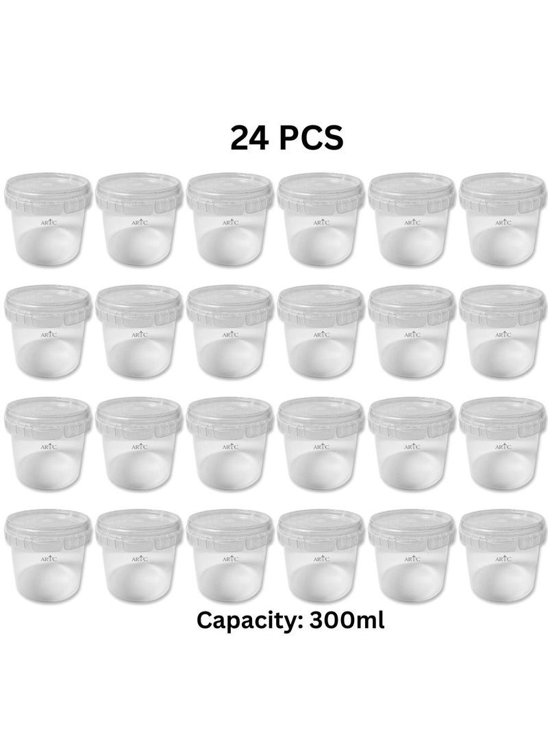 ARTC 300ml Clear Plastic Jar Bottle Pack of 24pcs with Airtight Lid | PP Food Grade Microwave & Freezer Safe Storage Container | Temperature Resistant -20°C to 100°C | Spice Jar, Perfume Storage, Dry Food Packing, Shipping & Retail Supply | Leak Proof Reusable Jar for Shops, Factories, Restaurants & Cafes - Image 1