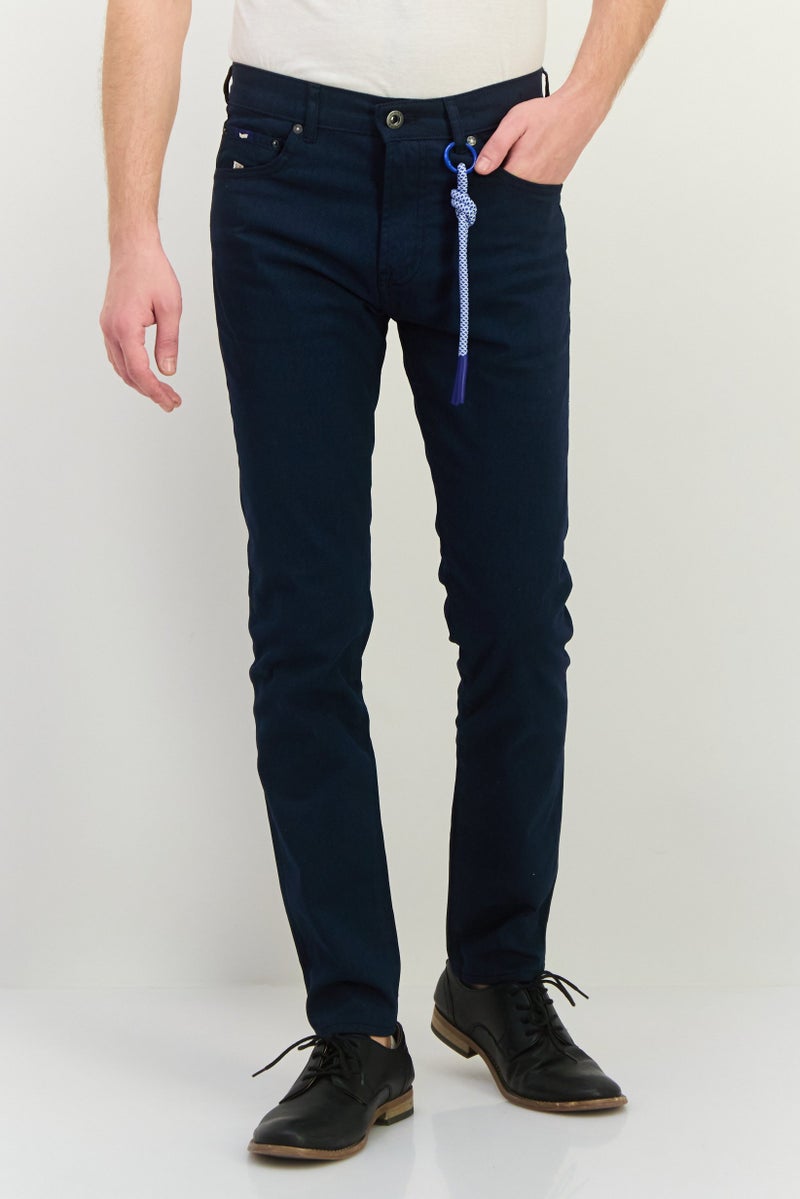 GAS Men Slim Fit Allover Print Albert Chino Pants, Navy - Image 1