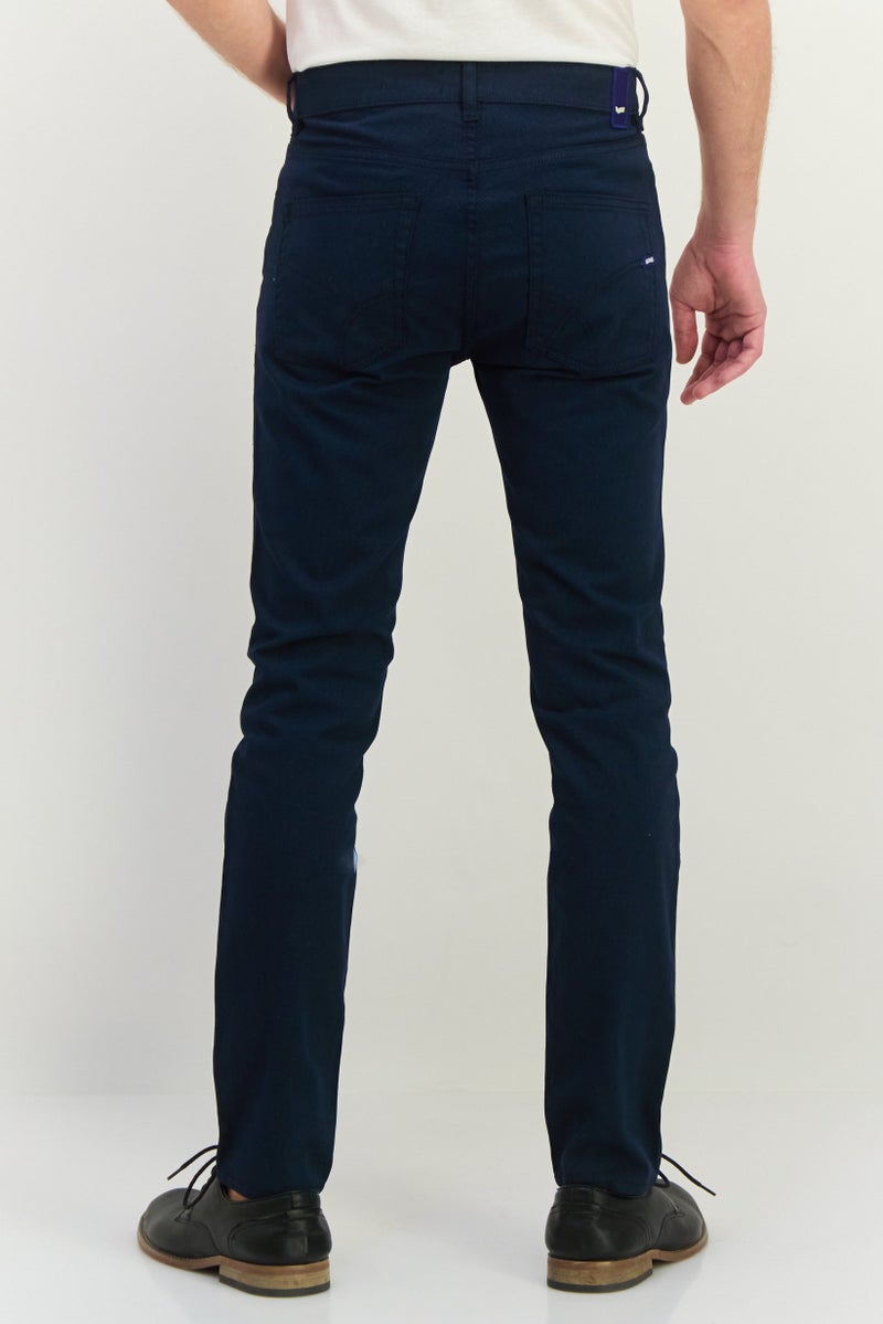 GAS Men Slim Fit Allover Print Albert Chino Pants, Navy - Image 3