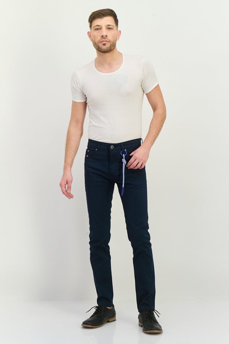 GAS Men Slim Fit Allover Print Albert Chino Pants, Navy - Image 4