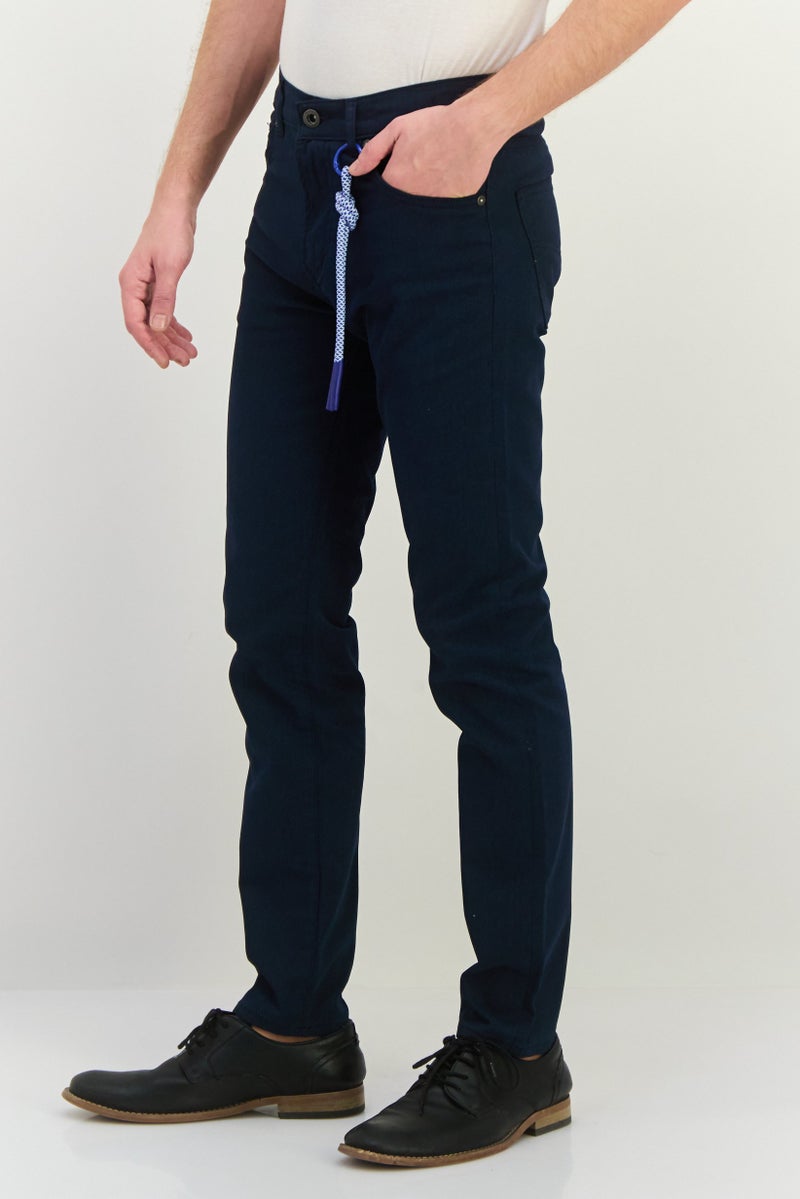 GAS Men Slim Fit Allover Print Albert Chino Pants, Navy - Image 2