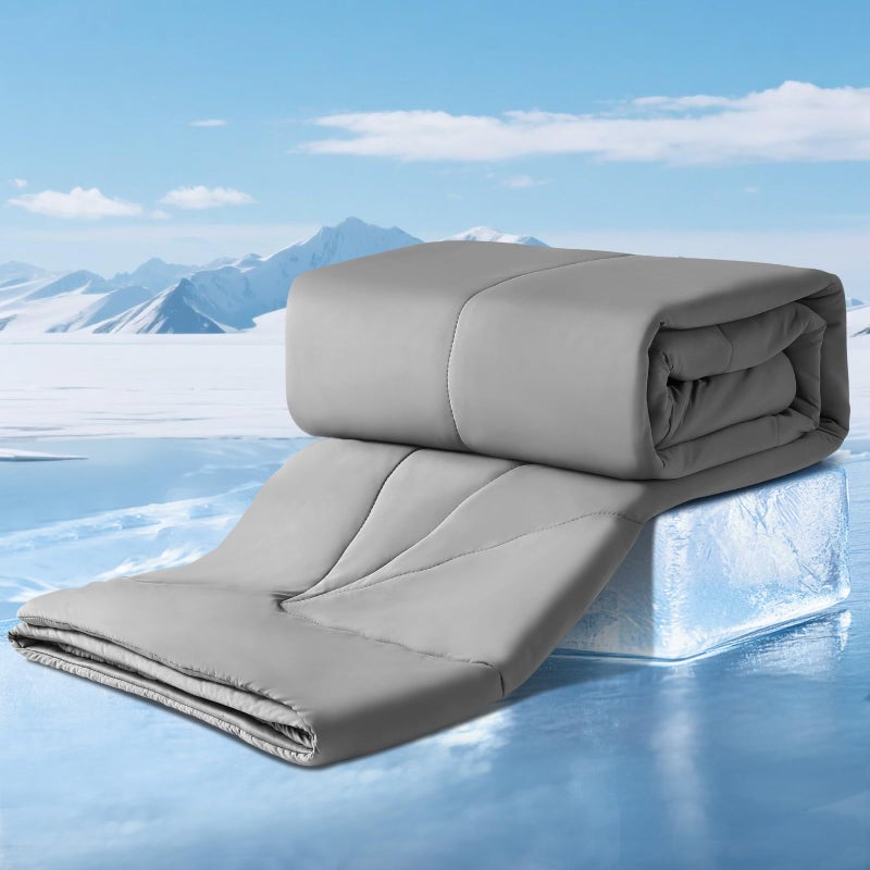 Elegear Revolutionary Cooling Comforter King Absorbs Body Heat to Keep Cool, Cooling Blanket for Hot Sleepers Japanese Arc-Chill 3.0 Cool Tech Fabric Summer Comforter Hypo-Allergenic Cool Quilt-Gray - Image 1