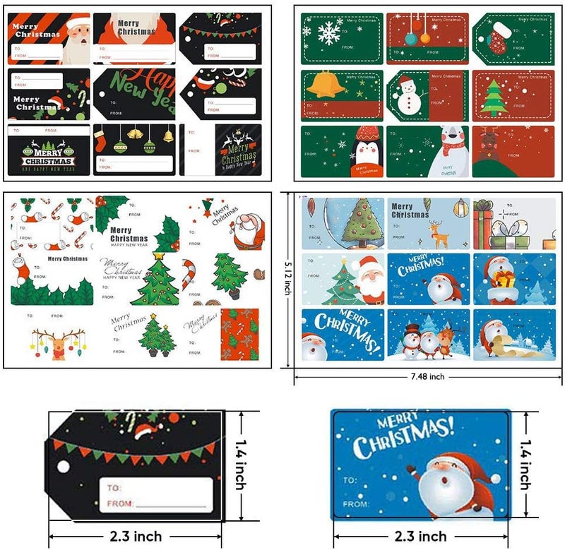 Phirosa 132 PCS Christmas Tags Stickers Self Adhesive Santa Snowmen Xmas Tree Deer Christmas Festival Birthday Wedding Holiday Decorative Presents Labels - Image 4