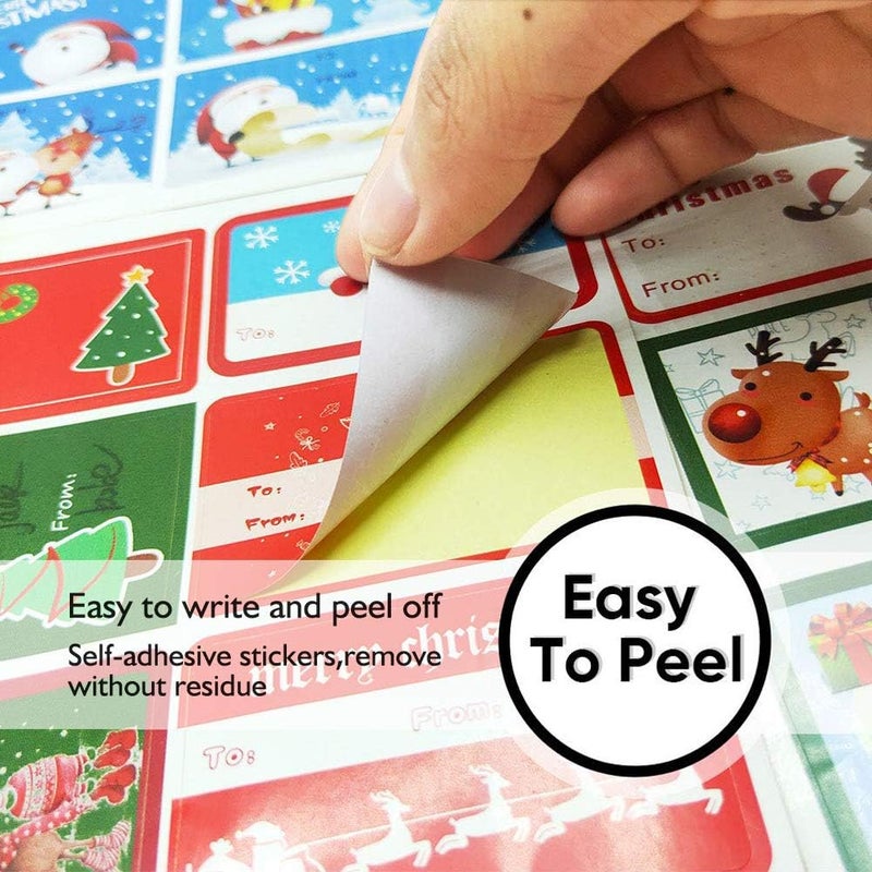 Phirosa 132 PCS Christmas Tags Stickers Self Adhesive Santa Snowmen Xmas Tree Deer Christmas Festival Birthday Wedding Holiday Decorative Presents Labels - Image 5