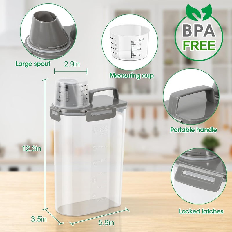 TBMax Rice Container Cereal Storage Container 2 Pack 5 Lbs, Kitchen Pantry Dry Food Storage Holder with Easy-Pouring Spout & Handy Cup, Small Pet Dog Cat Food Dispenser for Daily Feeding -Grey - Image 5