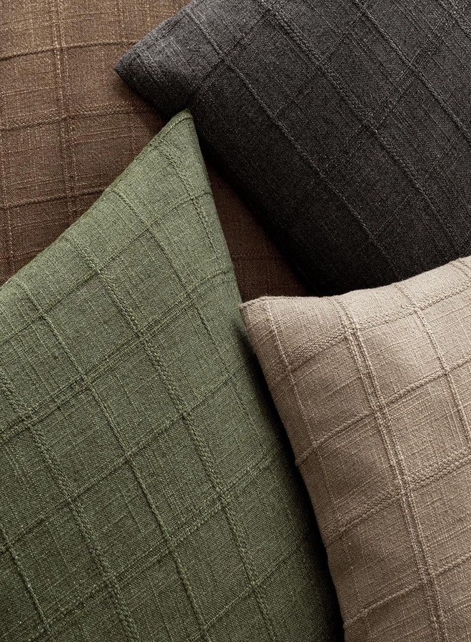 Foindtower Set of 1 Decorative Linen Check Throw Pillow Cover Neutral Farmhouse Lumbar Cushion Cover Modern Boho Home Decor for Sofa Chair Couch Bedroom Living Room,12×20 Inch,Olive Green - Image 4