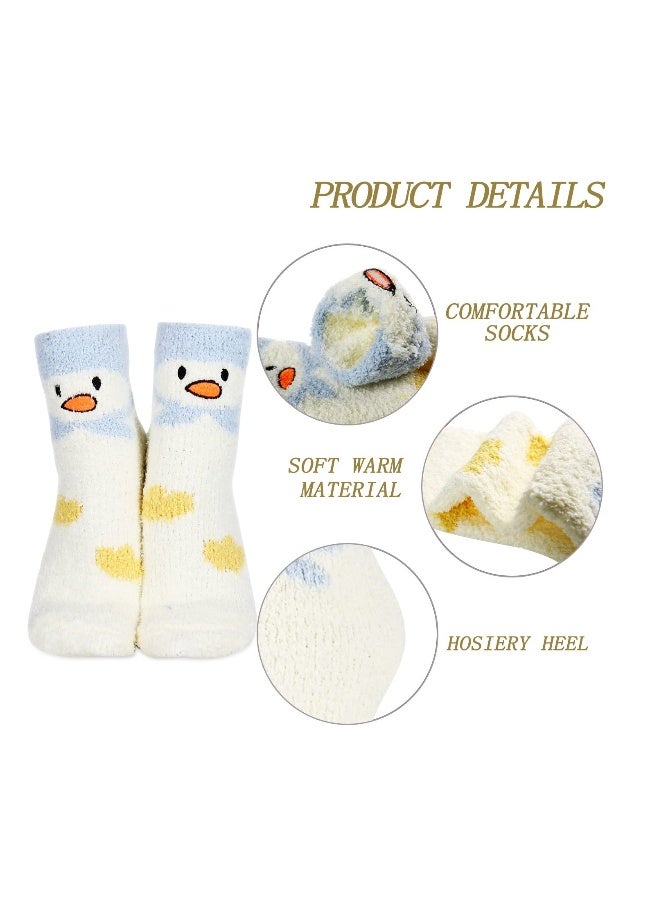 3 Pairs Fuzzy Socks, Warm Soft Slipper Sock, Fuzzy Bed Socks, Fluffy Kids Socks, Warm Comfy Girls Socks, Sleeping Thermal Fleece Plush Sock, for Winter Home Sleeping Holiday Gifts for Kids Girl - Image 3