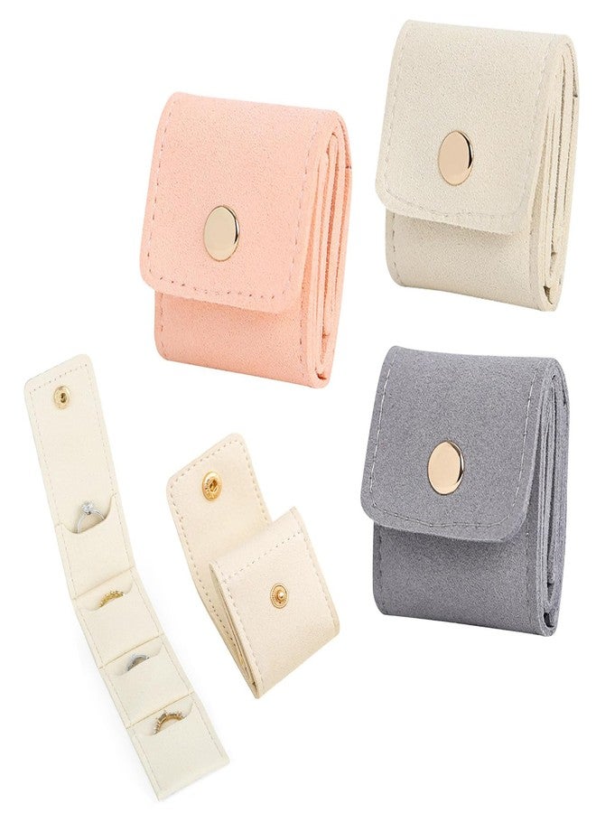 Blytheyes Mini Travel Jewelry Bag, Mini Travel Jewelry Roll Bag with Buckle, Jewelry Rolls (grey-beige-pink) - Image 1