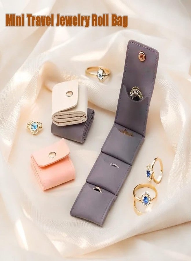 Blytheyes Mini Travel Jewelry Bag, Mini Travel Jewelry Roll Bag with Buckle, Jewelry Rolls (grey-beige-pink) - Image 5