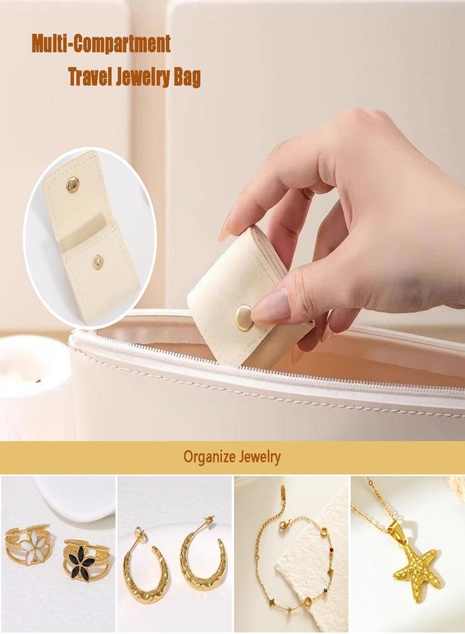 Blytheyes Mini Travel Jewelry Bag, Mini Travel Jewelry Roll Bag with Buckle, Jewelry Rolls (grey-beige-pink) - Image 4