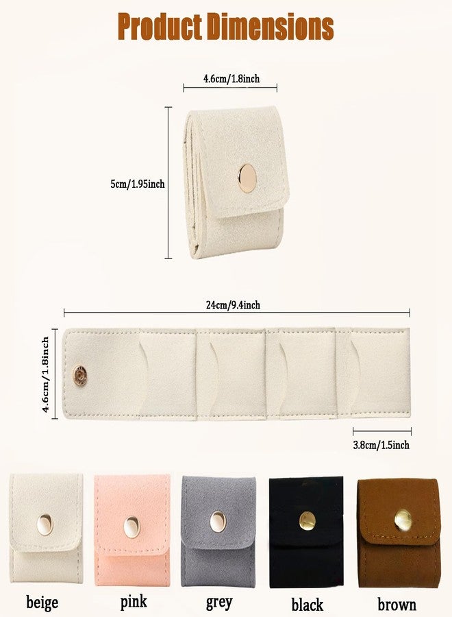 Blytheyes Mini Travel Jewelry Bag, Mini Travel Jewelry Roll Bag with Buckle, Jewelry Rolls (grey-beige-pink) - Image 3