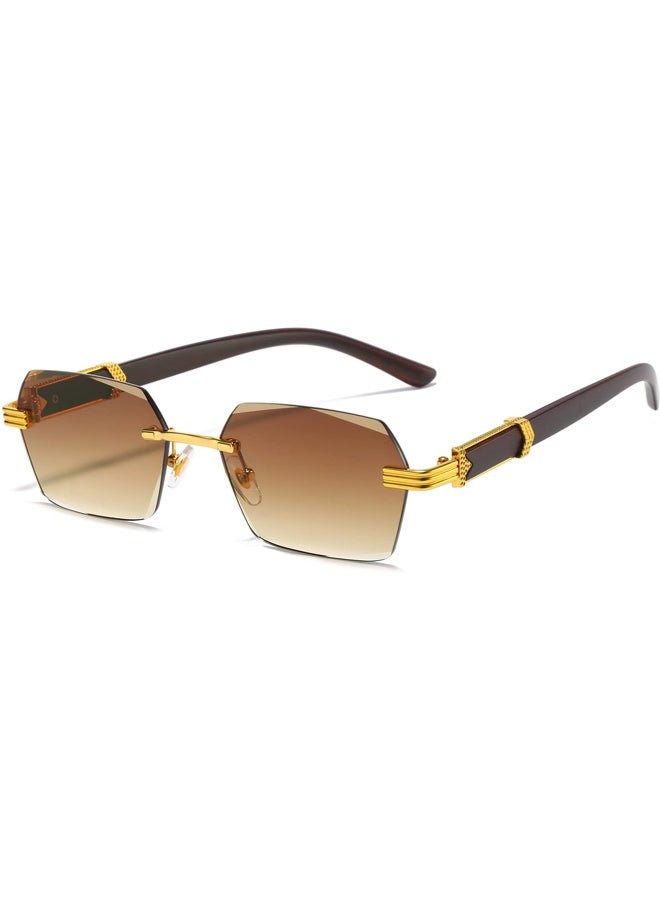 CHUNHUA Retro Rimless Vintage Sunglasses – UV400 Protection Unisex Square Tinted Glasses for Men & Women - Image 1