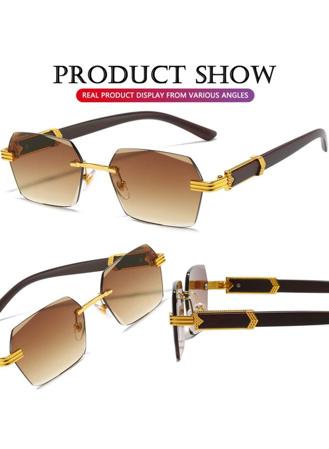 CHUNHUA Retro Rimless Vintage Sunglasses – UV400 Protection Unisex Square Tinted Glasses for Men & Women - Image 4