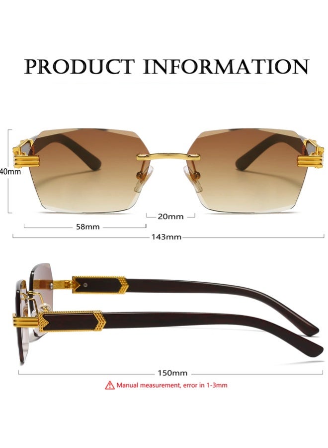 CHUNHUA Retro Rimless Vintage Sunglasses – UV400 Protection Unisex Square Tinted Glasses for Men & Women - Image 5