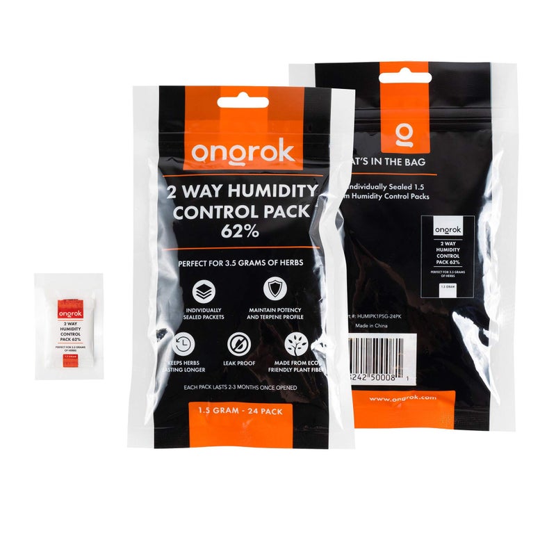 ONGROK 2 Way Humidity Control Packets, 62% RH, Each Pack Good for up to 1/8 oz, 24 Pack - Image 1