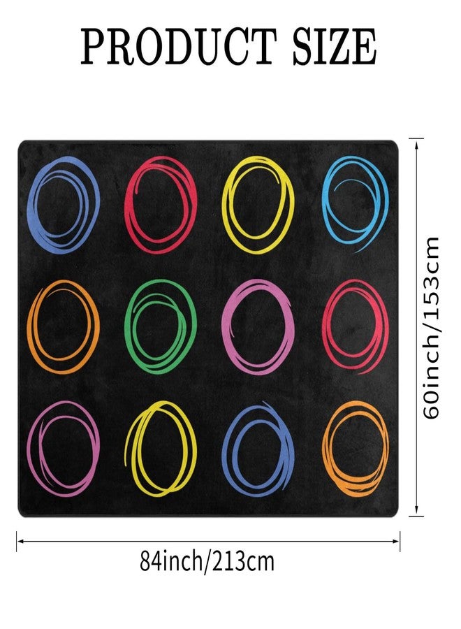 Engree Kids Rug, Classroom Carpets Playmat Rugs, 5x7 Ft Kids Carpet with Rubber Backing, Colorful Circles Children's Classroom Seating Rug Nursery Rugs for Kids Room, Playroom or Elementary, Black, Seats 12 - Image 2