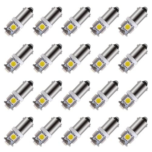 BlyilyB - Pack of 20 - White BA9S T11 T4W 64111 Miniature Bayonet Single Contact Base LED Bulbs 5SMD 5050 For Side Marker Lights RV and Boat Dome Lights Map Lights License Plate Light - Image 1