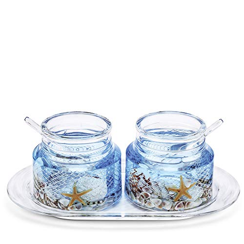 Freelance Eden Acrylic Kitchen & Dining, Condiment Jam Jar Set Dispenser Box Holder Keeper Case Dish with Lid & Spoon - Image 1