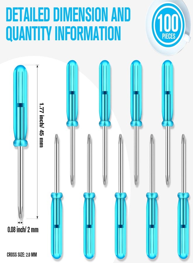Shimeyao 100 Pcs Pocket Screwdriver Mini Tops Tiny 2.0 mm Pocket Cross Eyeglass Screwdriver with Blue Handle for Watches Cellphone HDD Camera Laptop Repair Tool (Cross) - Image 3