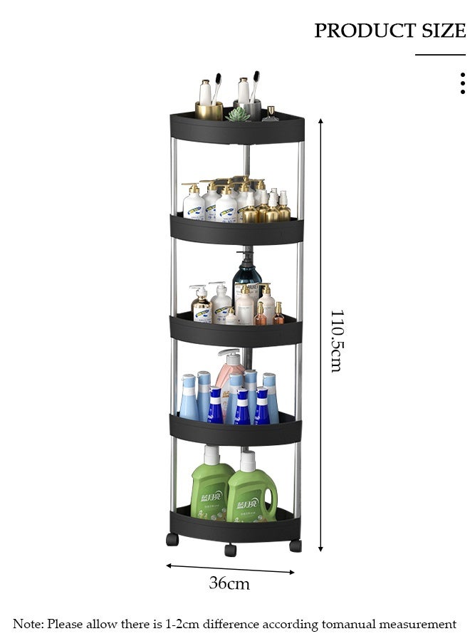 DUNISO 5-Layer Shower Caddy Corner Shelves, Waterproof Bathroom Corner Stand,Rust Proof Organizers Shelf with Wheels,Multi-purpose Storage Rack for Kitchen,Bedroom and Laundry - Image 2