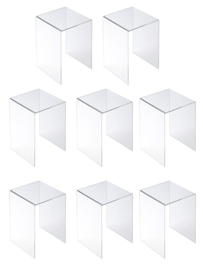 Jusalpha® 8 PC 6'' Clear Acrylic Risers, Acrylic Display Risers Shelf Showcase Fixtures for Jewelry, Display Stand for Amiibo Funko POP Figures, Cupcakes, Food Display, Cabinet- Lot of 8 (6x6x6 Inches) - Image 1