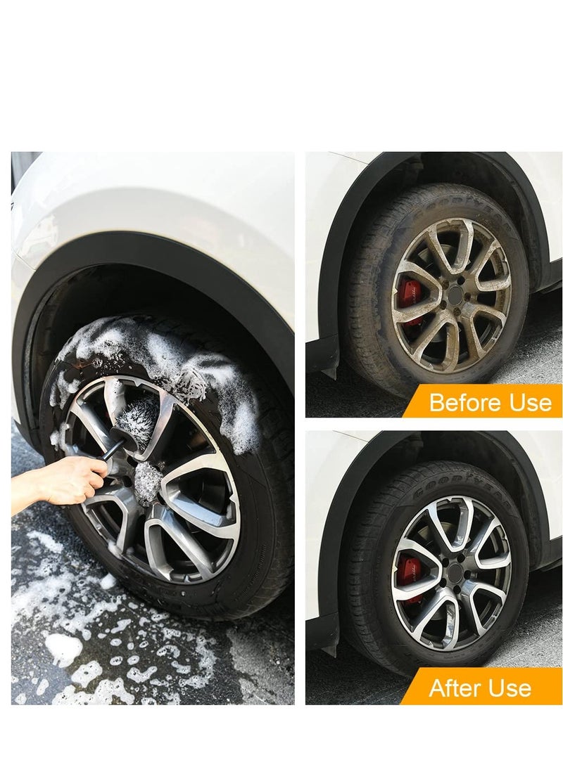 SOLARAE Car Wheel Brush, No Metal Wheel and Rim Detailing Brush, Large Wheel Cleaning Brush Premium Cleaner Brush, Soft Dense Alloy Wheel Brush, Suitable for Wheels and Rims of Cars/motorcycles/bicycles - Image 2