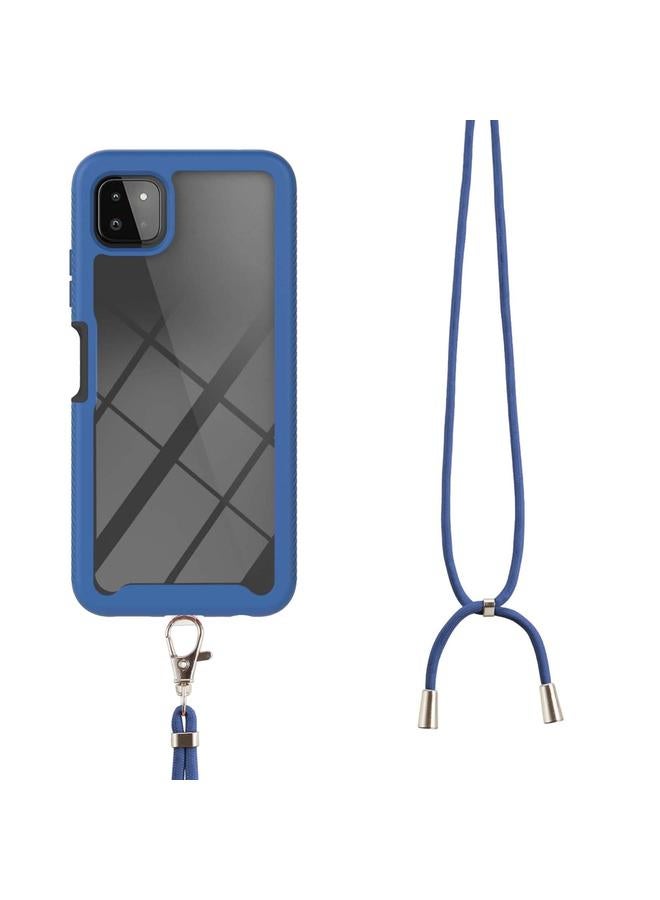 S-TOP Case For Samsung Galaxy A22 5G Starry Sky Solid Color Series Shockproof PC + TPU Protective Case with Neck Strap - Image 2