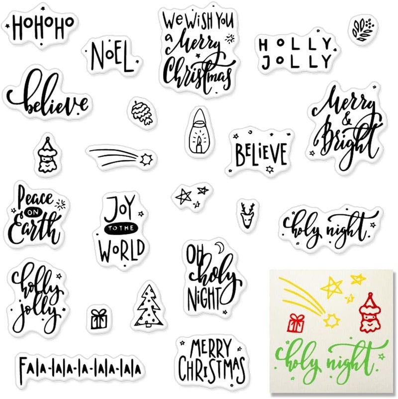 Heureppy Christmas Clear Stamps for Card Making Merry Christmas Blessing Words Rubber Stamps Xmas Transparent Silicone Seals for Winter New Year DIY Scrapbooking Embossing Paper Card Album Craft Supplies - Image 1