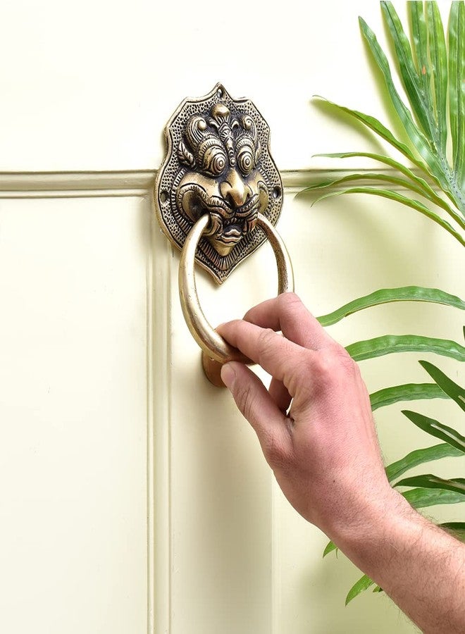 Indian-Shelf Brass Dragon Face Door Knockers - Gold Entrance Decoration for Home - Vintage Door Ring Bell - 12.95 Cm - Image 2