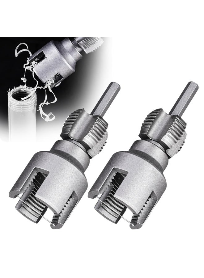 Integrated Internal & External Pipe Threading Tool，2025 New 2-in-1 Threading Tool， PVC Metal Pipe Thread Cutter Set,for Electric Drill (1/2"+ 3/4") - Image 1