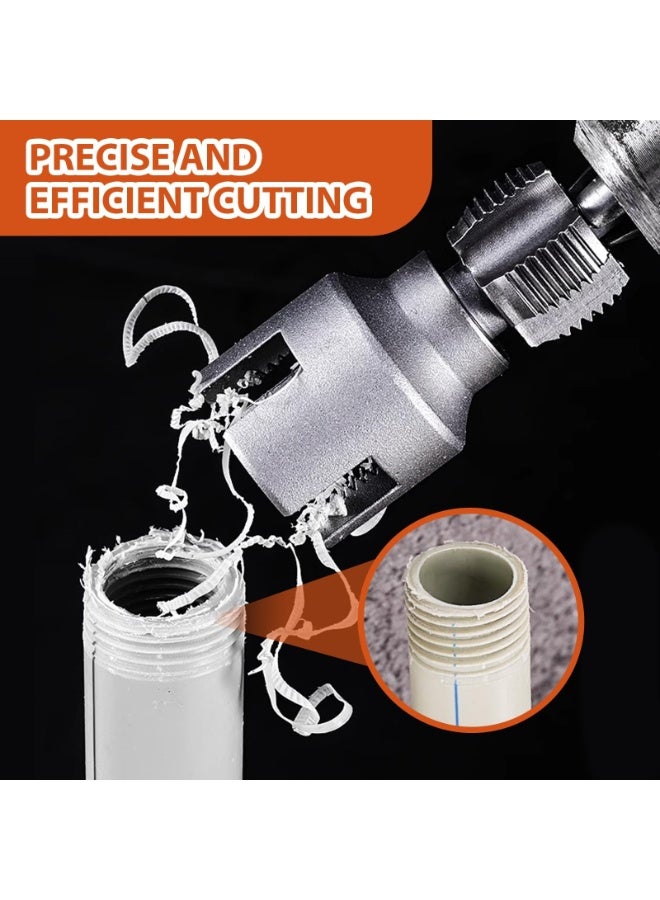Integrated Internal & External Pipe Threading Tool，2025 New 2-in-1 Threading Tool， PVC Metal Pipe Thread Cutter Set,for Electric Drill (1/2"+ 3/4") - Image 2
