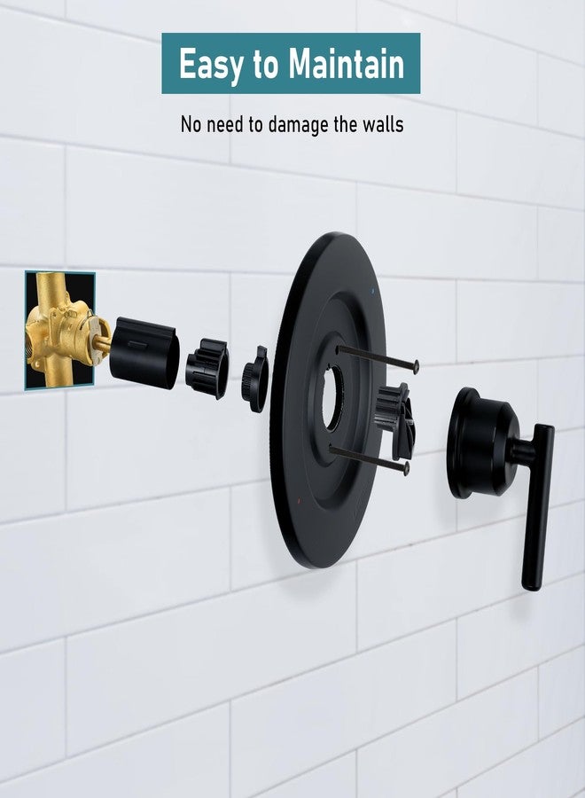 Lanmun Matte Black Shower Trim Kit Compatible with moen T2903EPBL Black Shower Trim Kit, Easy to Install, Featuring Single Function Shower Head and Shower Handle, Requires 2510 valve - Image 3