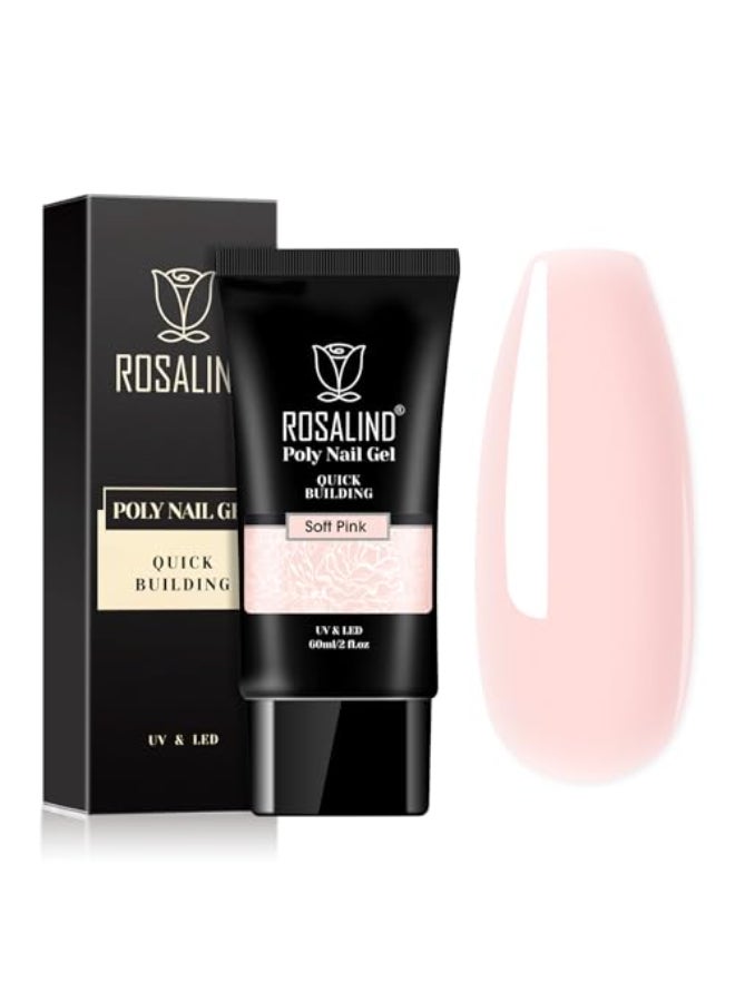 ROSALIND Pink Poly Nail Gel 2 oz Nude Poly Extension Gel for Nail Natural Builder Pink GelPoly Extension LongLasting Enhancement - Image 1