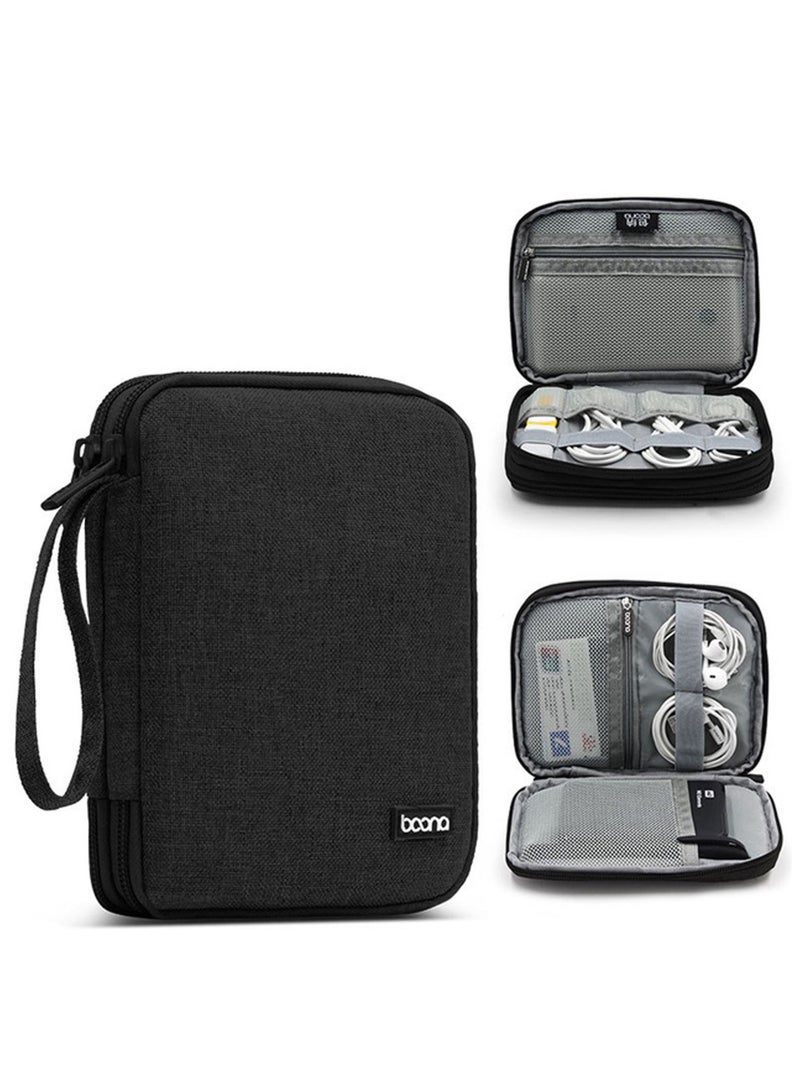Electronic Accessories Bag, Gadget Organizer Case, Travel cable Storage Pouch for charger, USB, Earphones, SD Memory Cards Flash Hard Drives, Power Banks, Adapters or Camera Accessories Black  - Image 1