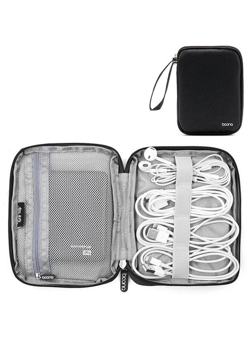 Electronic Accessories Bag, Gadget Organizer Case, Travel cable Storage Pouch for charger, USB, Earphones, SD Memory Cards Flash Hard Drives, Power Banks, Adapters or Camera Accessories Black  - Image 2